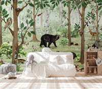 Scenic mural featuring a vibrant and tranquil forest theme.
