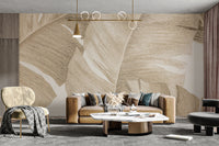 Nature-inspired wall mural with amber leaves theme