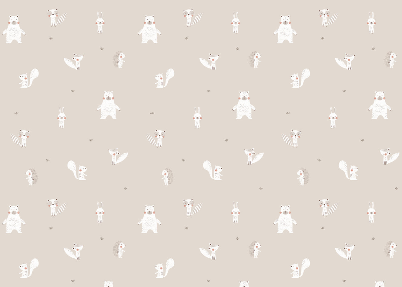 Forest Animals Beige Wallpaper
