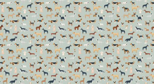Mint Green Dogs Breed Pattern Wallpaper
