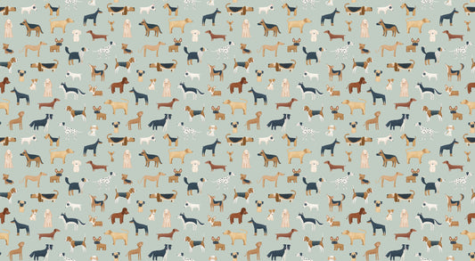 Mint Green Dogs Breed Pattern Wallpaper