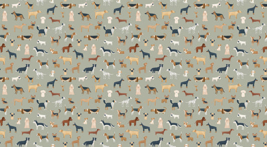 Safari Green Dogs Breed Pattern Wallpaper