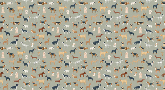 Safari Green Dogs Breed Pattern Wallpaper