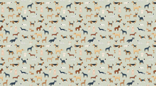 Sage Green Dogs Breed Pattern Wallpaper