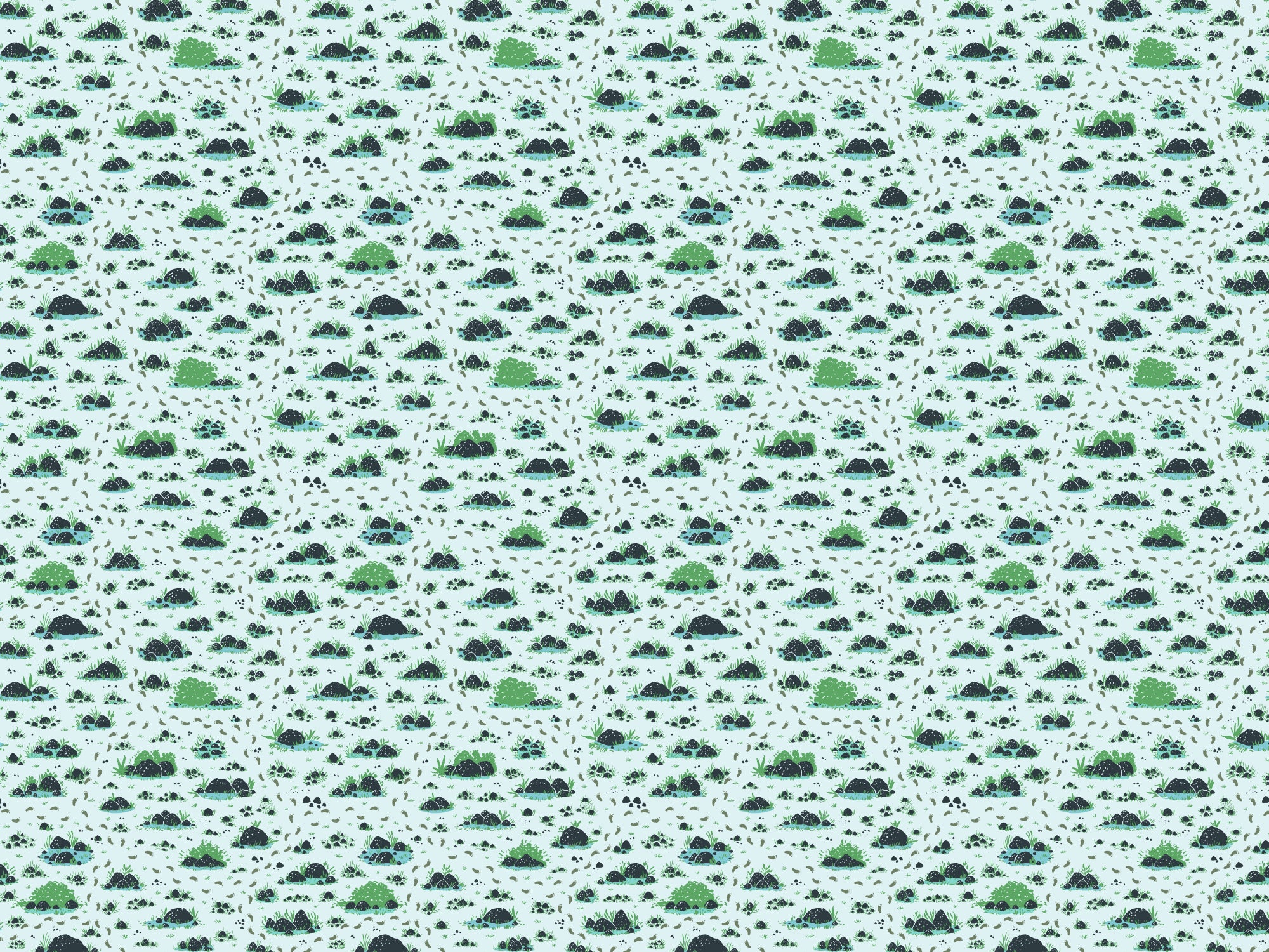 Bushes and Footprints Wallpaper
