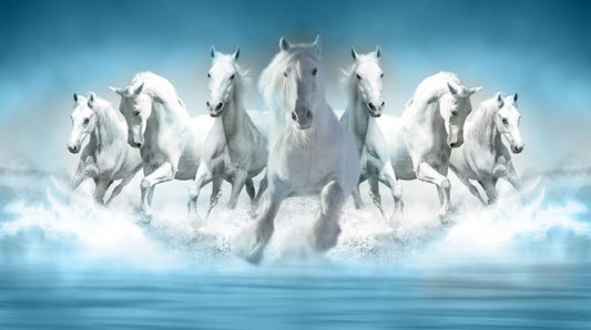 3D Wallpaper Seven Horses Running Wall Murals