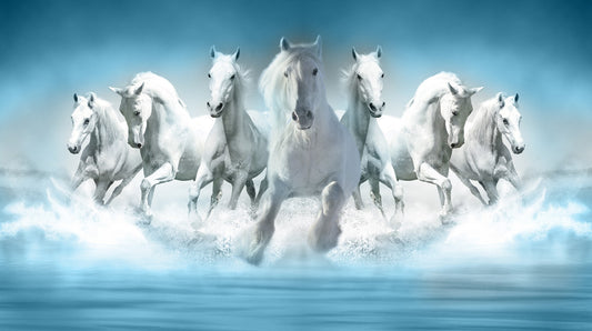 3D Wallpaper Seven Horses Running Wall Murals