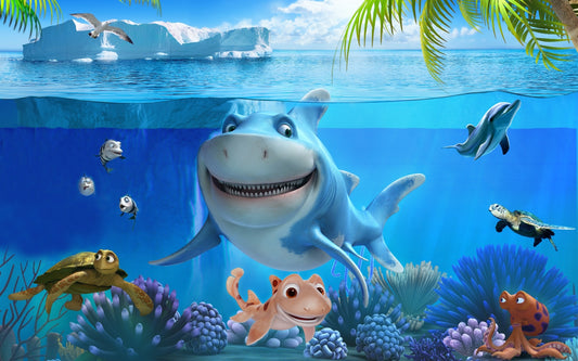 3d Underwater Shark World Kids Room Wall Murals