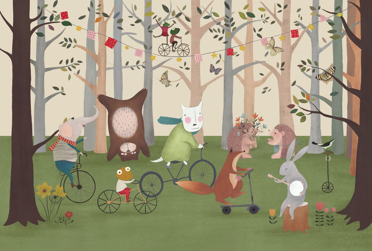 Art Design Kids Room Playful Animals Forest Wall Murals