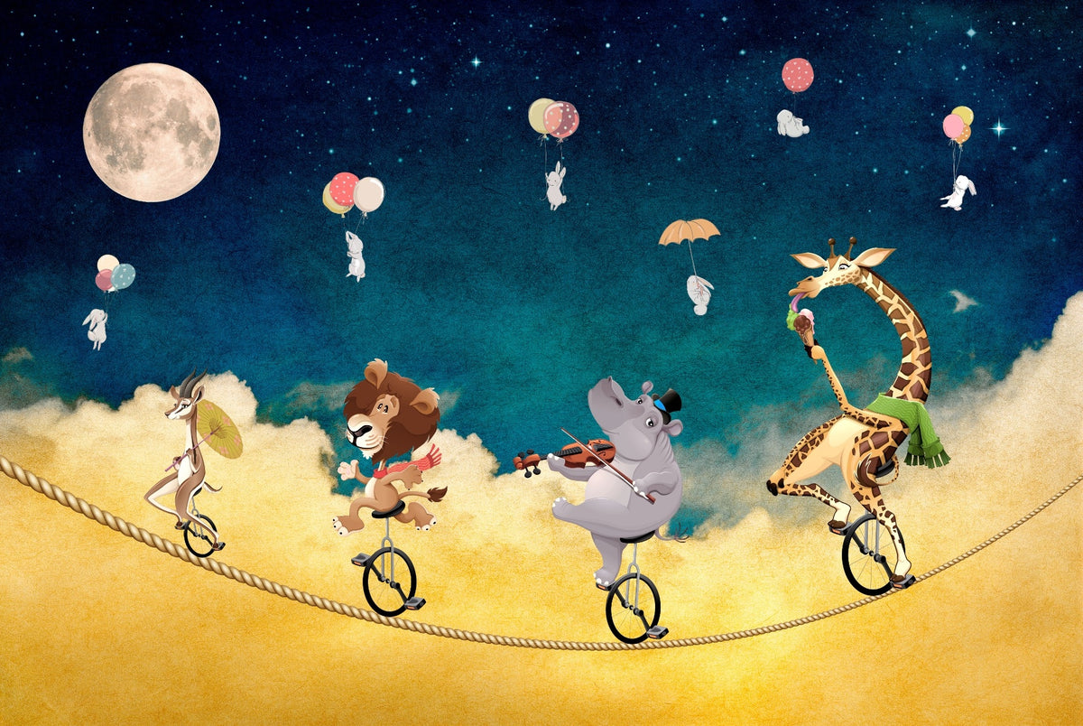 Magical Circus Animals Kids' Room Wallpaper
