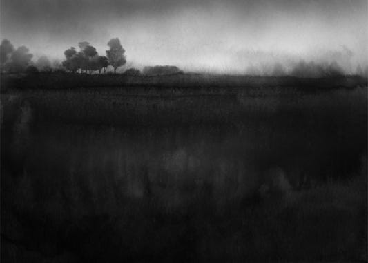 Misty Monochrome Landscape Wall Mural