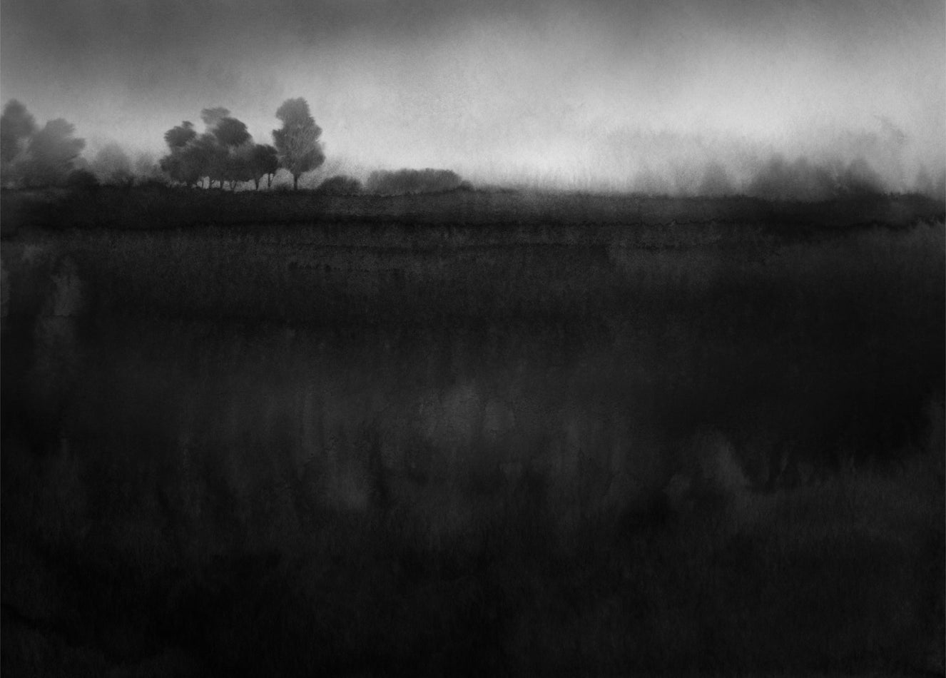 Misty Monochrome Landscape Wall Mural