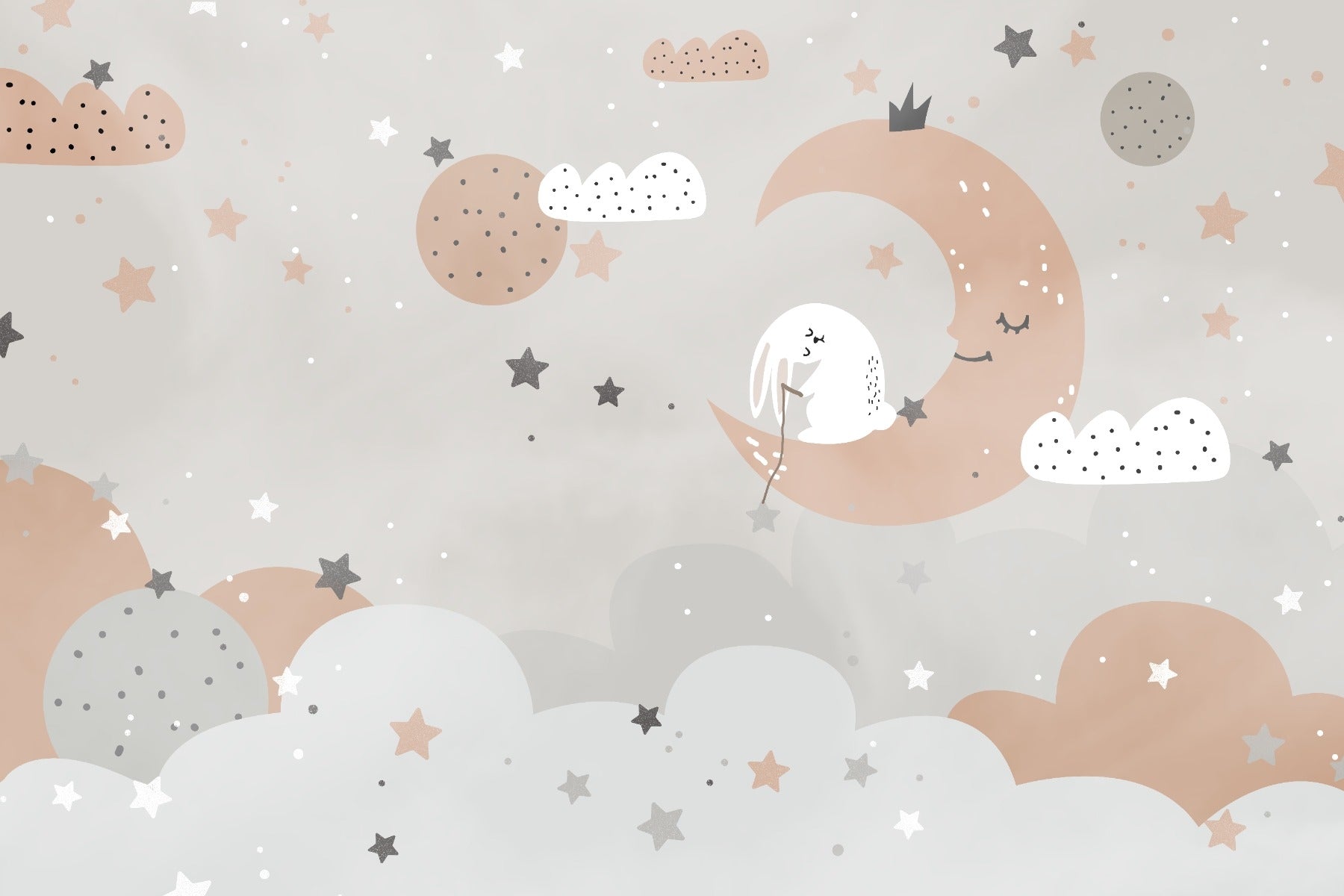 Sleeping Bunny Cloud Kids Wallpaper