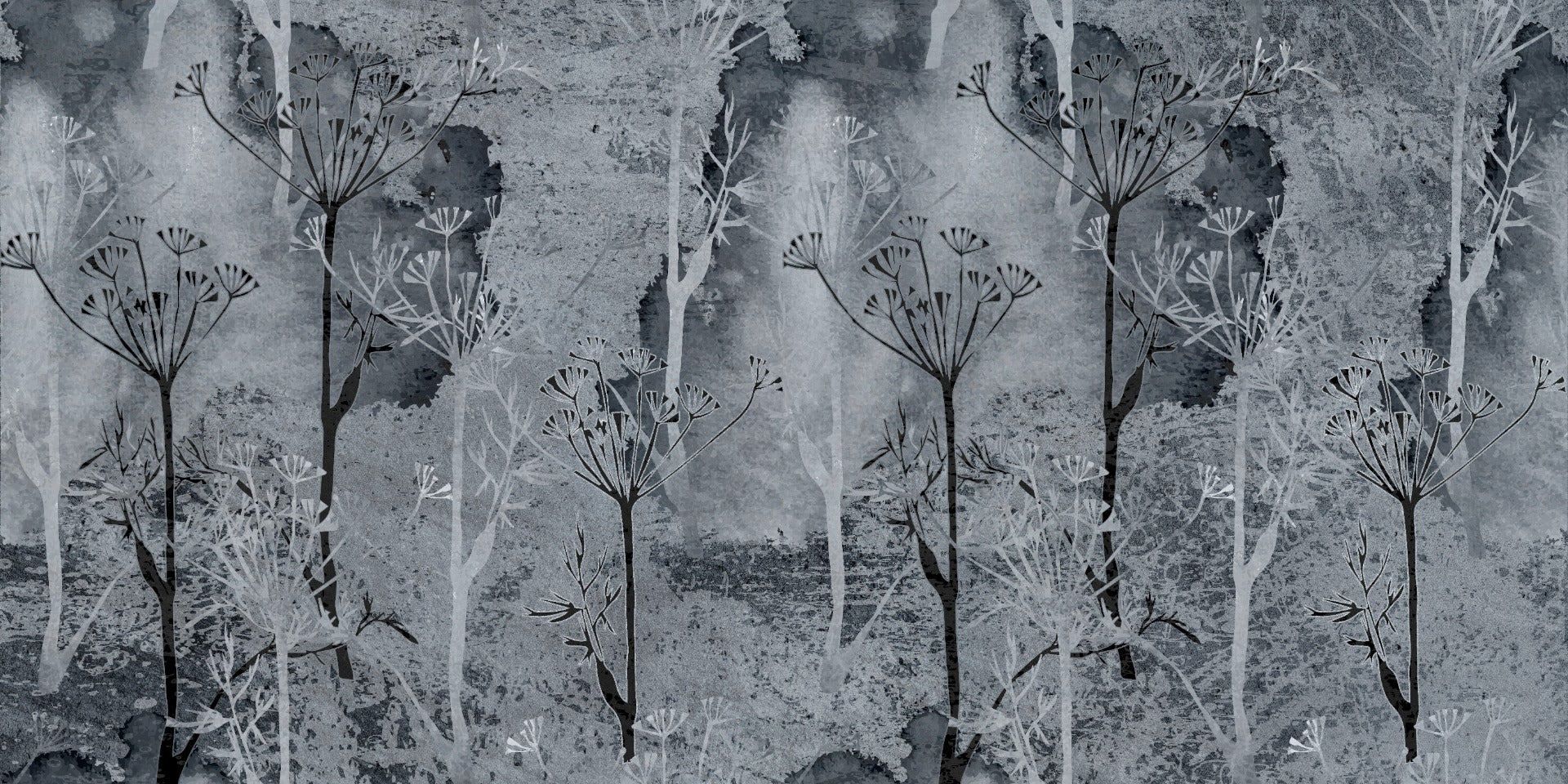 Sepia Gray Colored Abstract Forest Trees Wallpaper Murals