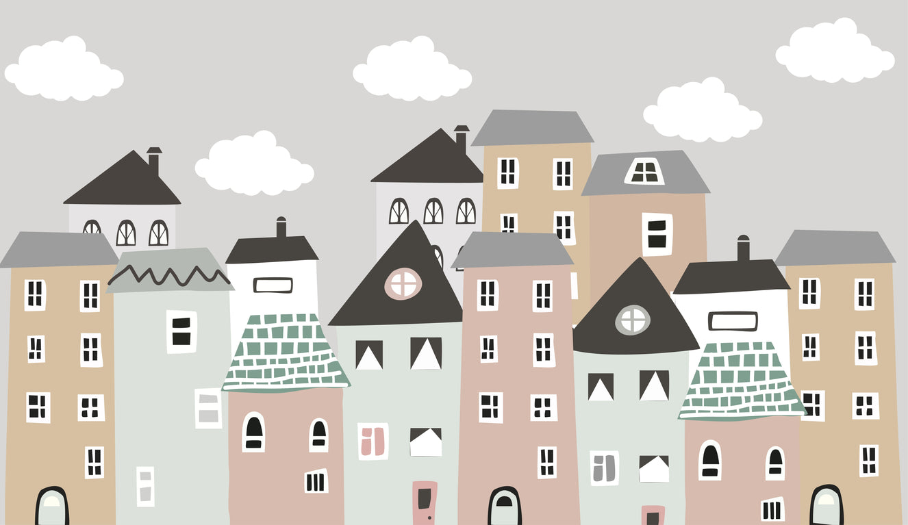 Whimsical Houses Nursery Wall Mural