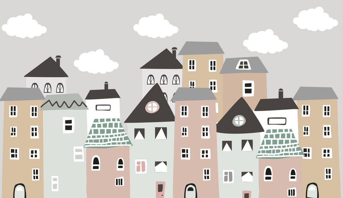 Whimsical Houses Nursery Wall Mural in your room