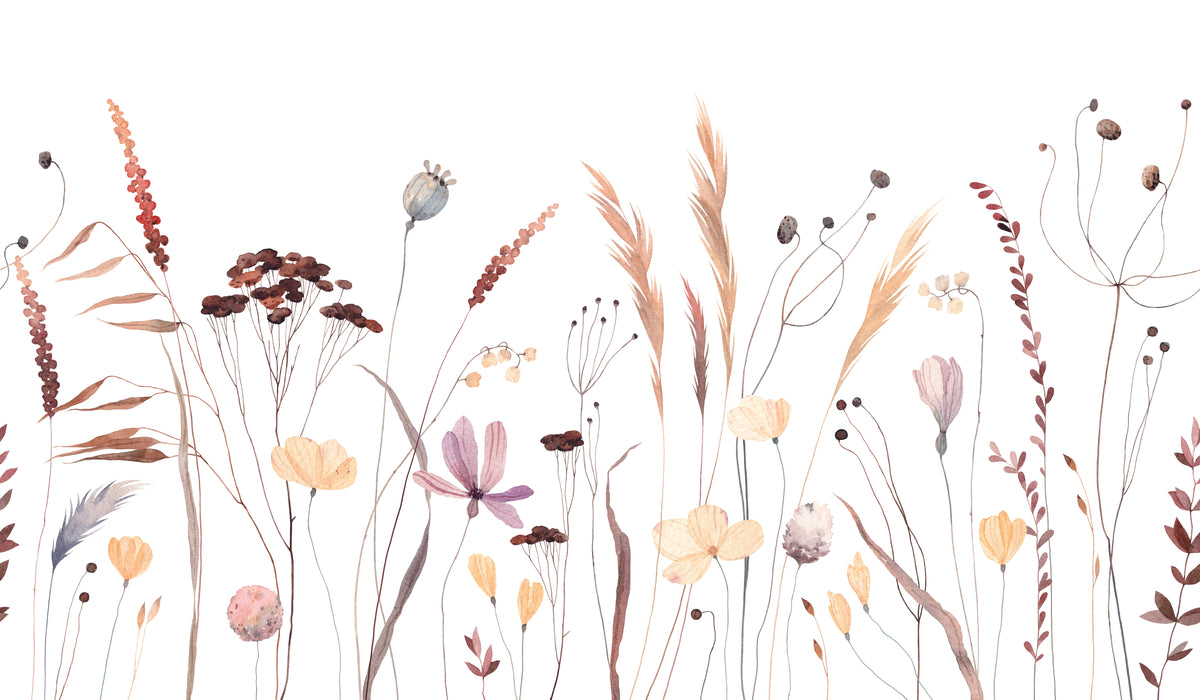 Whimsical Wildflower Watercolor Mural in your room — zoomed