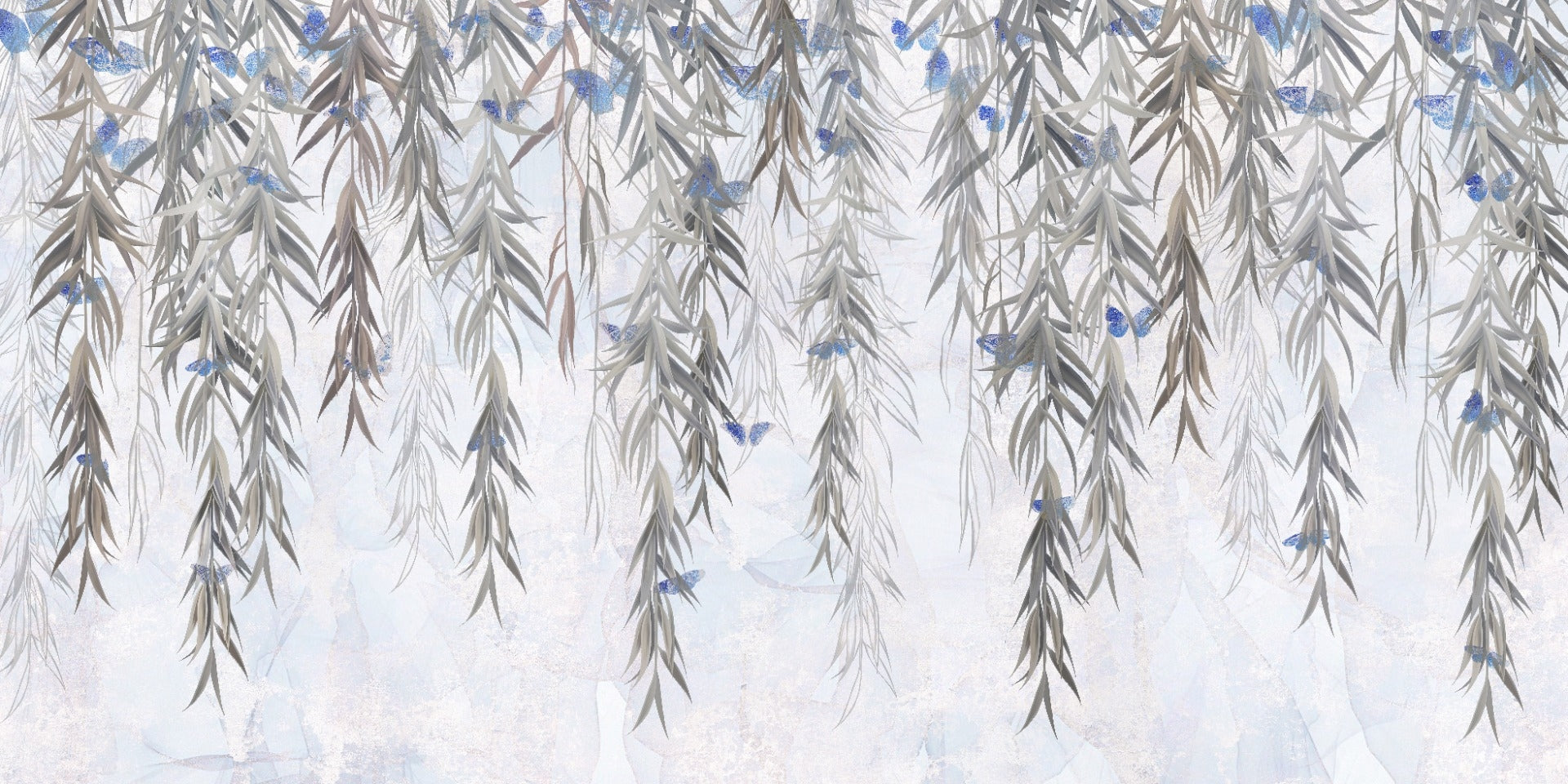 Hanging Willows on Grey Wallpaper Mural