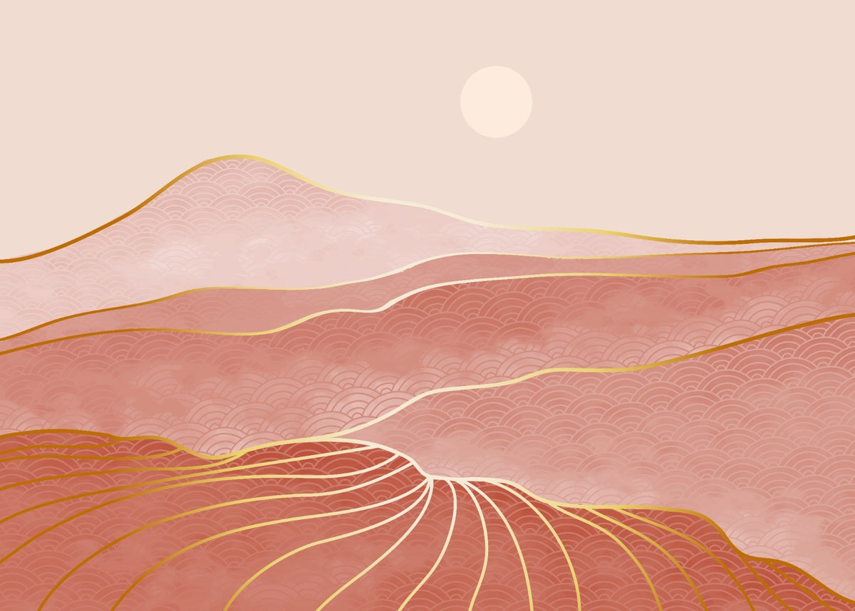 Pink & Gold Mountain Wallpaper Murals