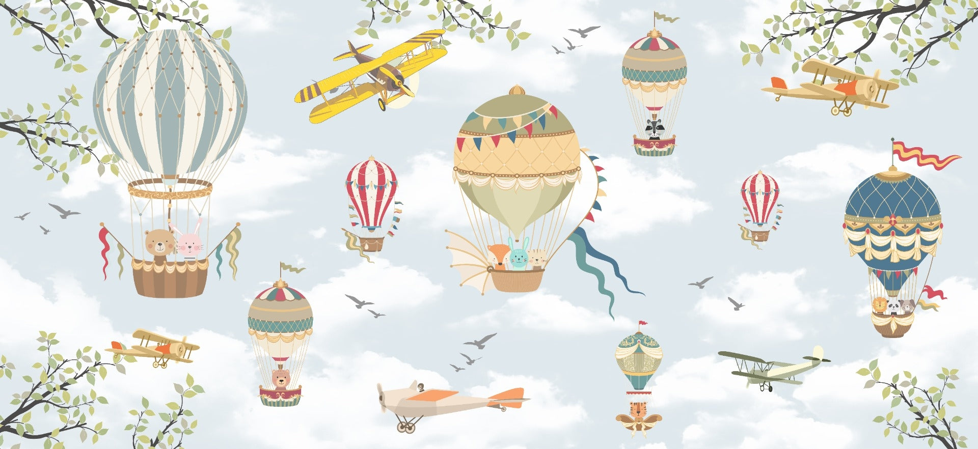 Floating Balloons Kids Wallpaper Mural