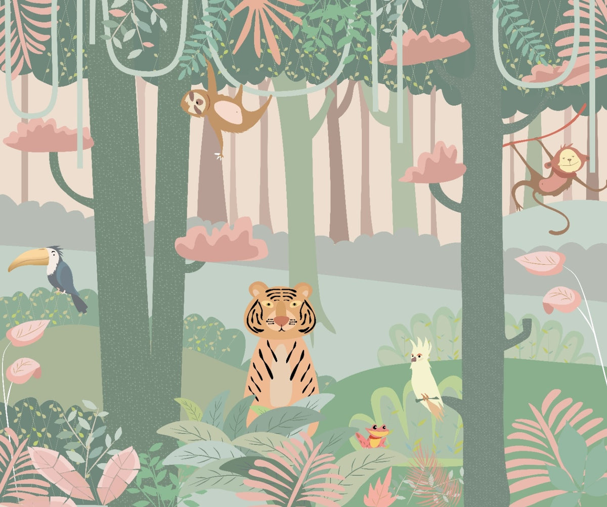 Tropical Forest Kids' Room Wallpaper in your room