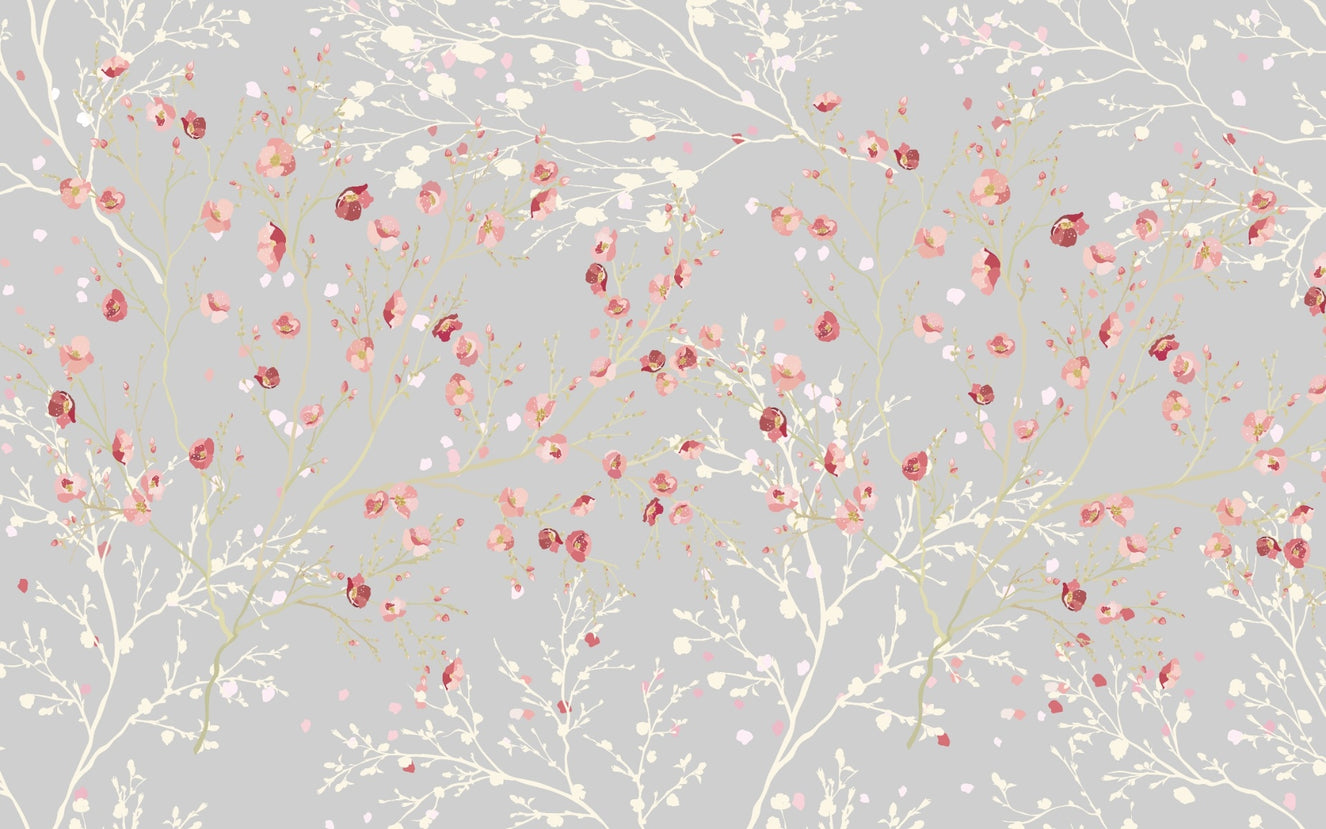 White and Red Flower wallpaper Mural