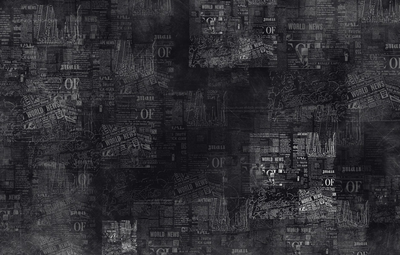 Dark Newspaper Headlines Wallpaper Mural