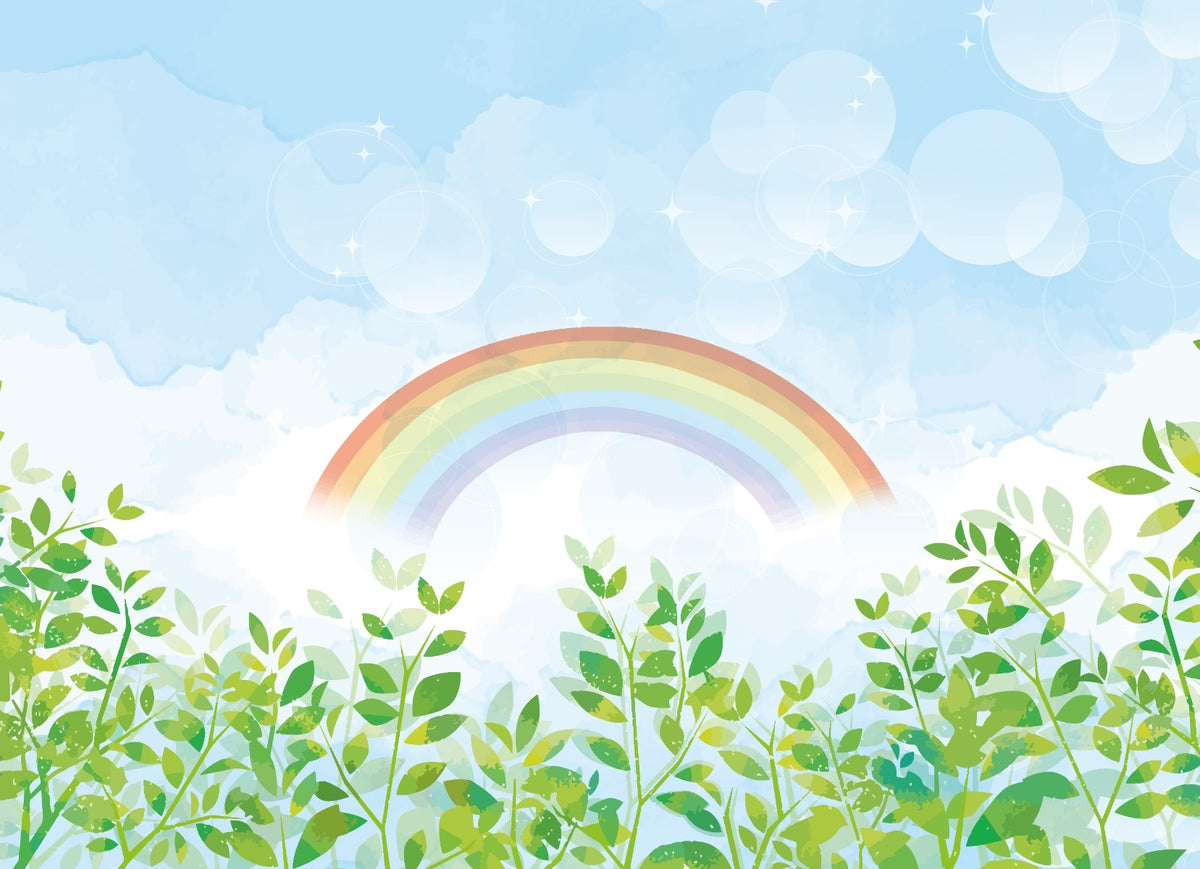 Blue & Green Watercolor Rainbow Kids Wall Mural in your room