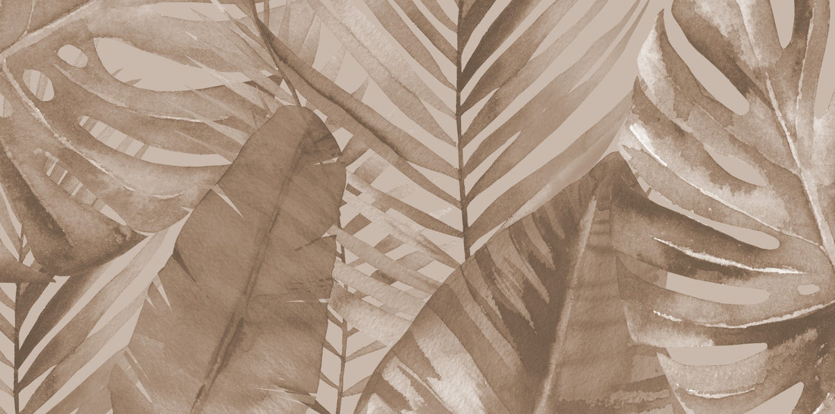 Dried Palm Leaves Watercolor Wallpaper in your room — zoomed