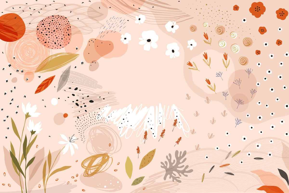 Trendy Abstract Floral Art Wallpaper Mural in your room — zoomed