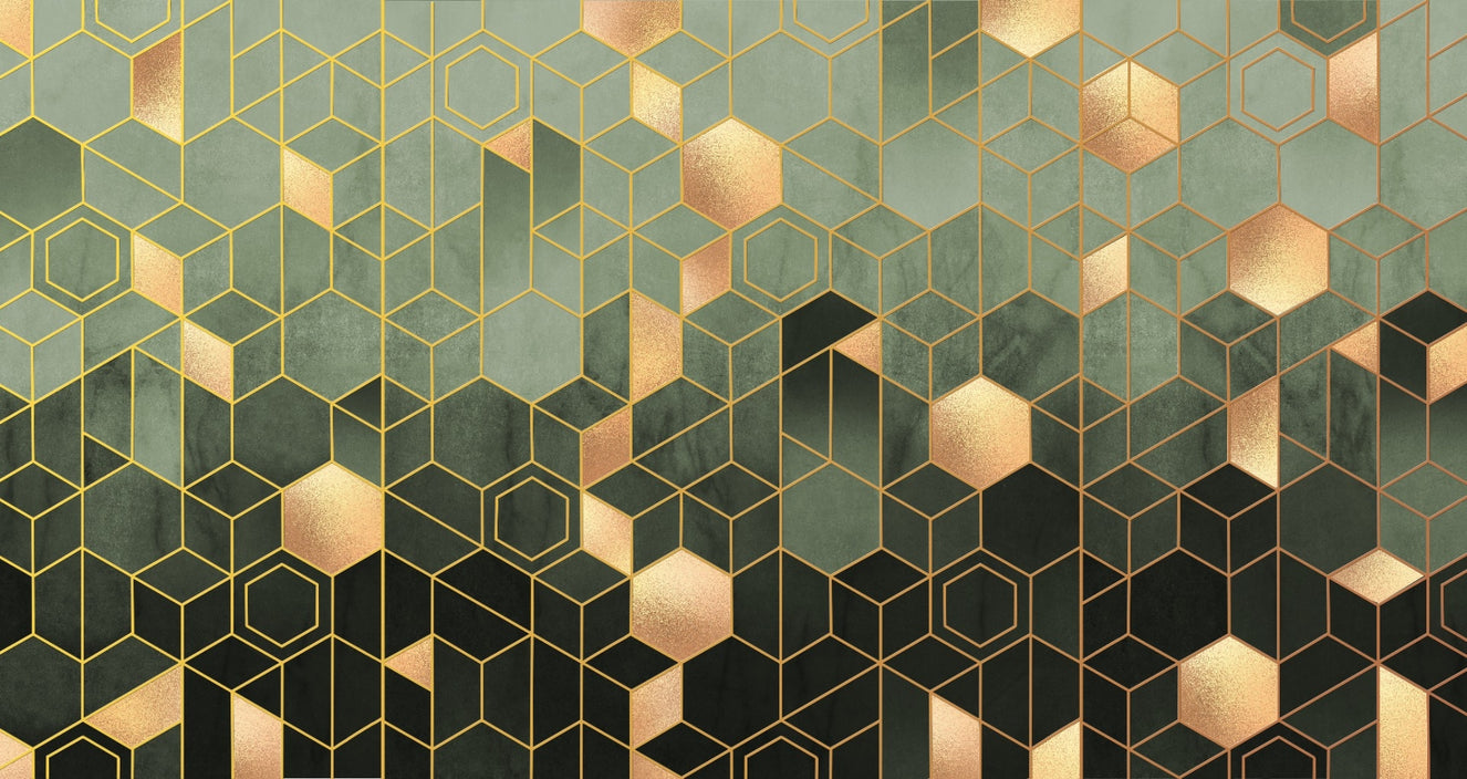 Hexagonal Ombre Gold Wallpaper