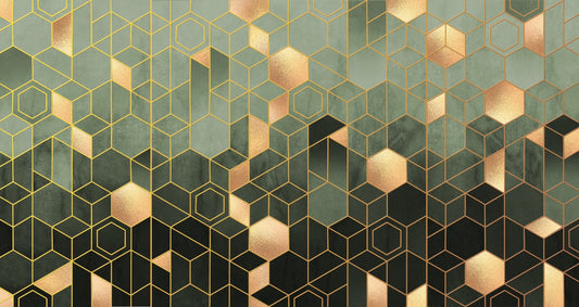 Hexagonal Ombre Gold Wallpaper
