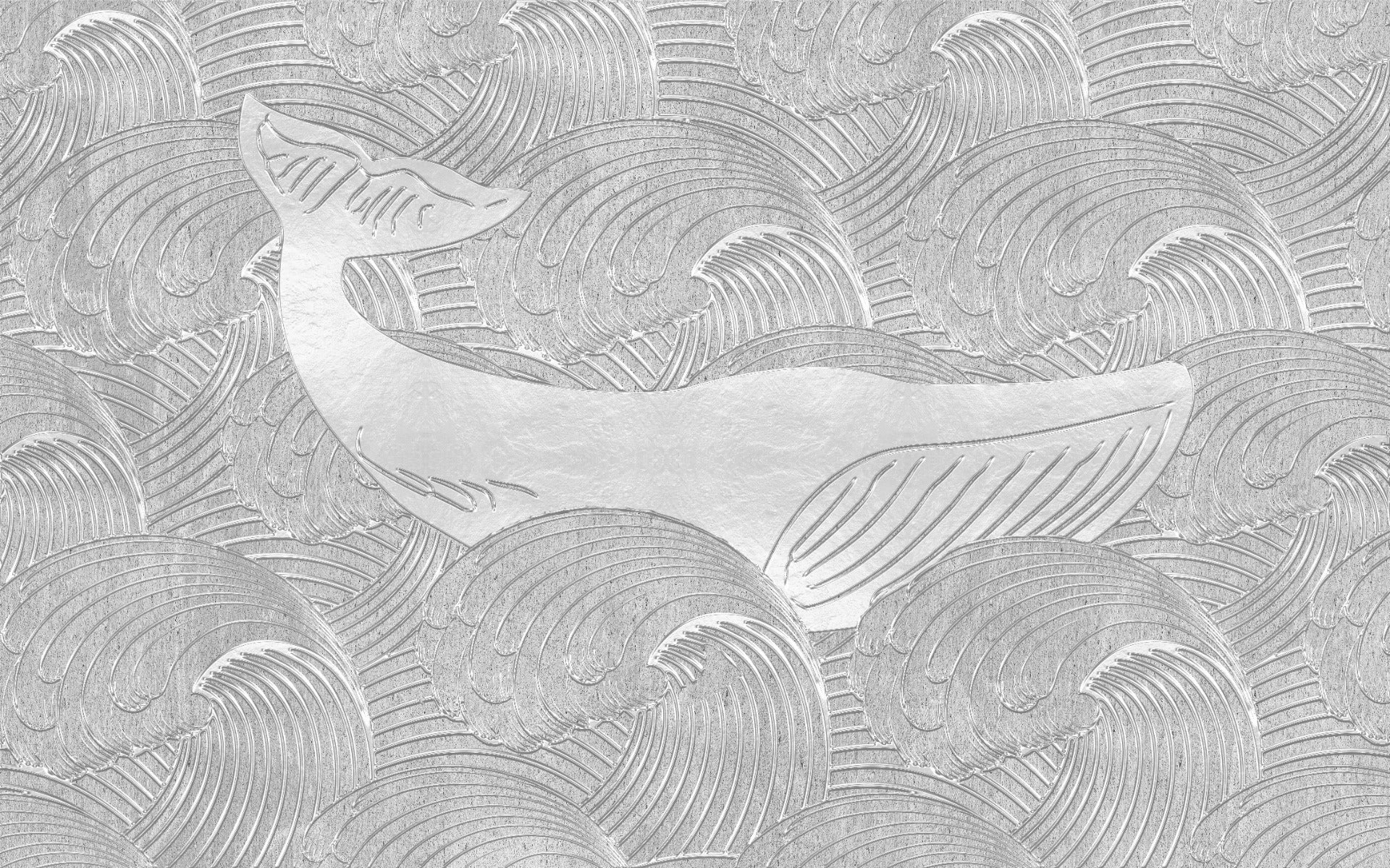 Silver Whale Handmade Wallpaper Mural