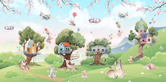 Magical Cartoon Jungle Kids Wallpaper Mural