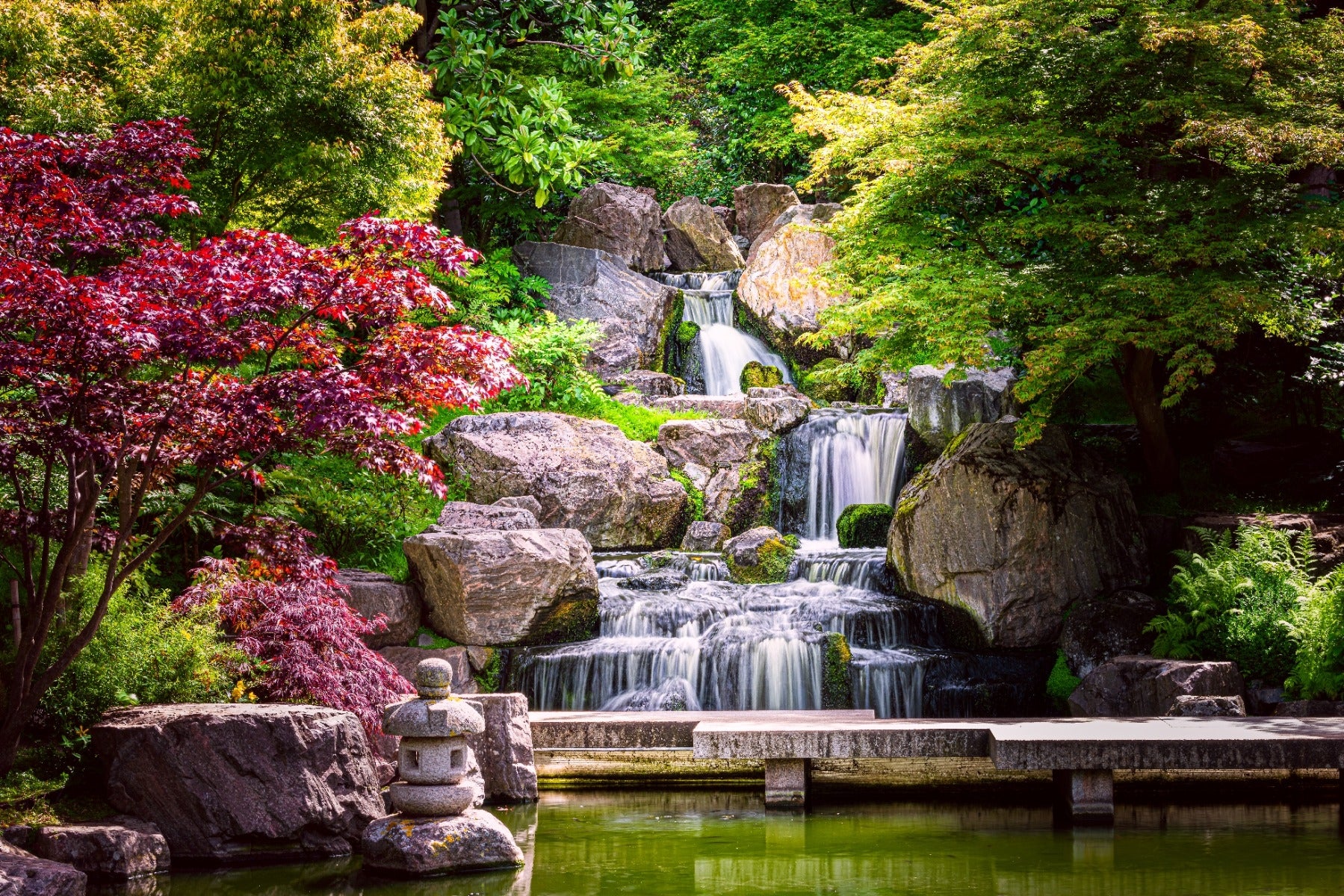 Garden Waterfall Nature Wallpaper Mural