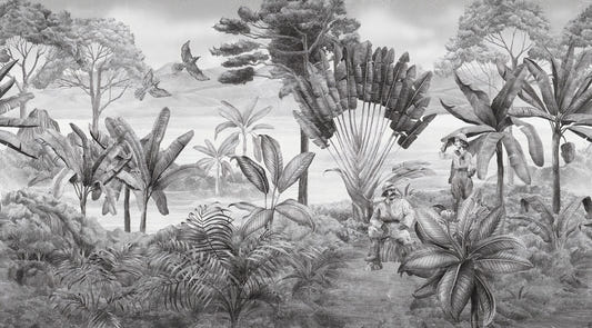 Black and white scenery wallpaper mural
