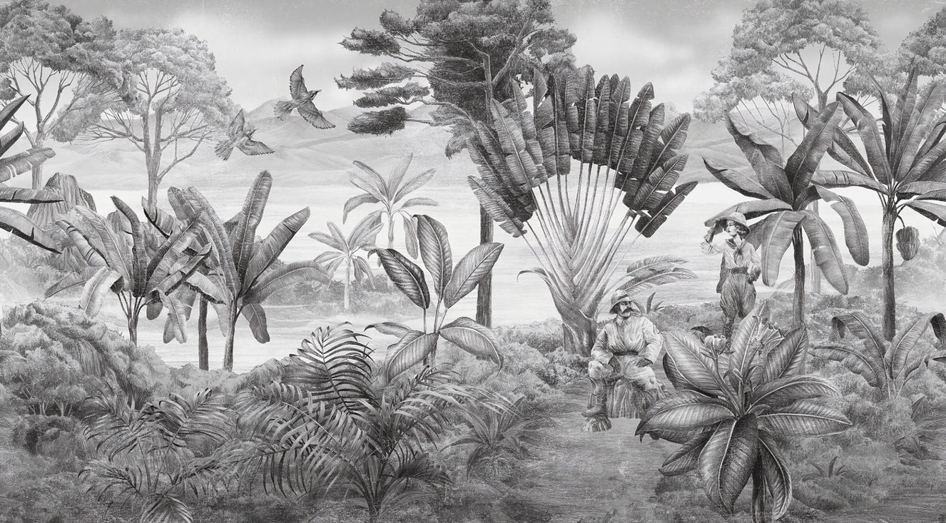 Black and white scenery wallpaper mural