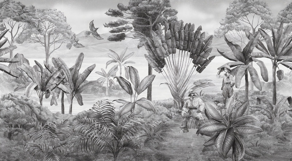 Black and white scenery wallpaper mural in your room