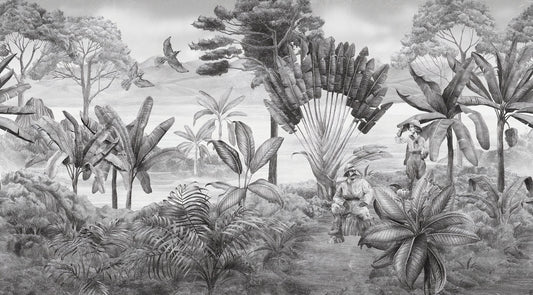 Black and white scenery wallpaper mural