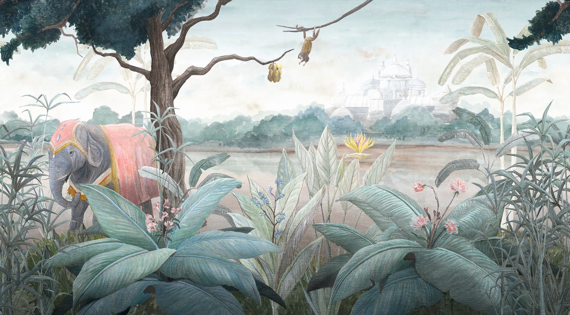 Royal Elephant Watercolor Wallpaper Mural