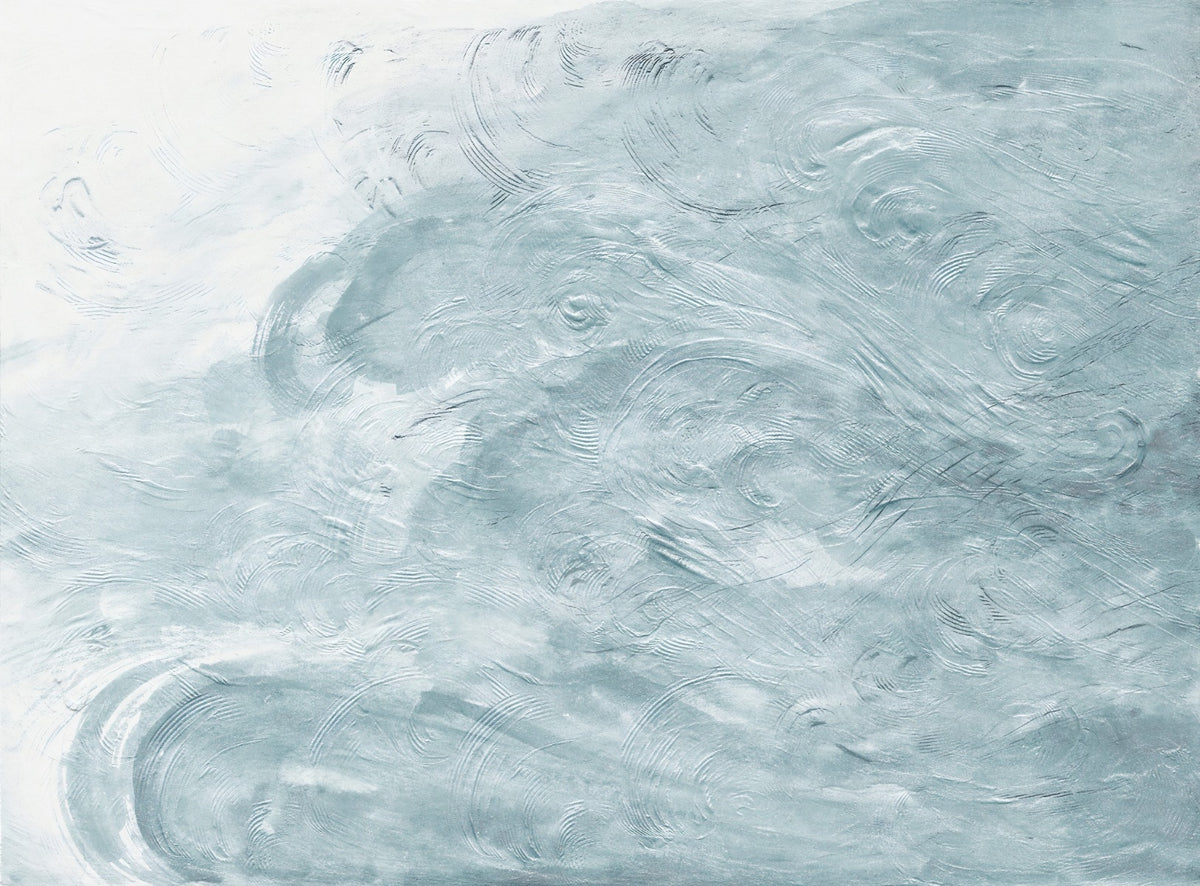 Watercolor Blue Waves Wallpaper Murals in your room — zoomed