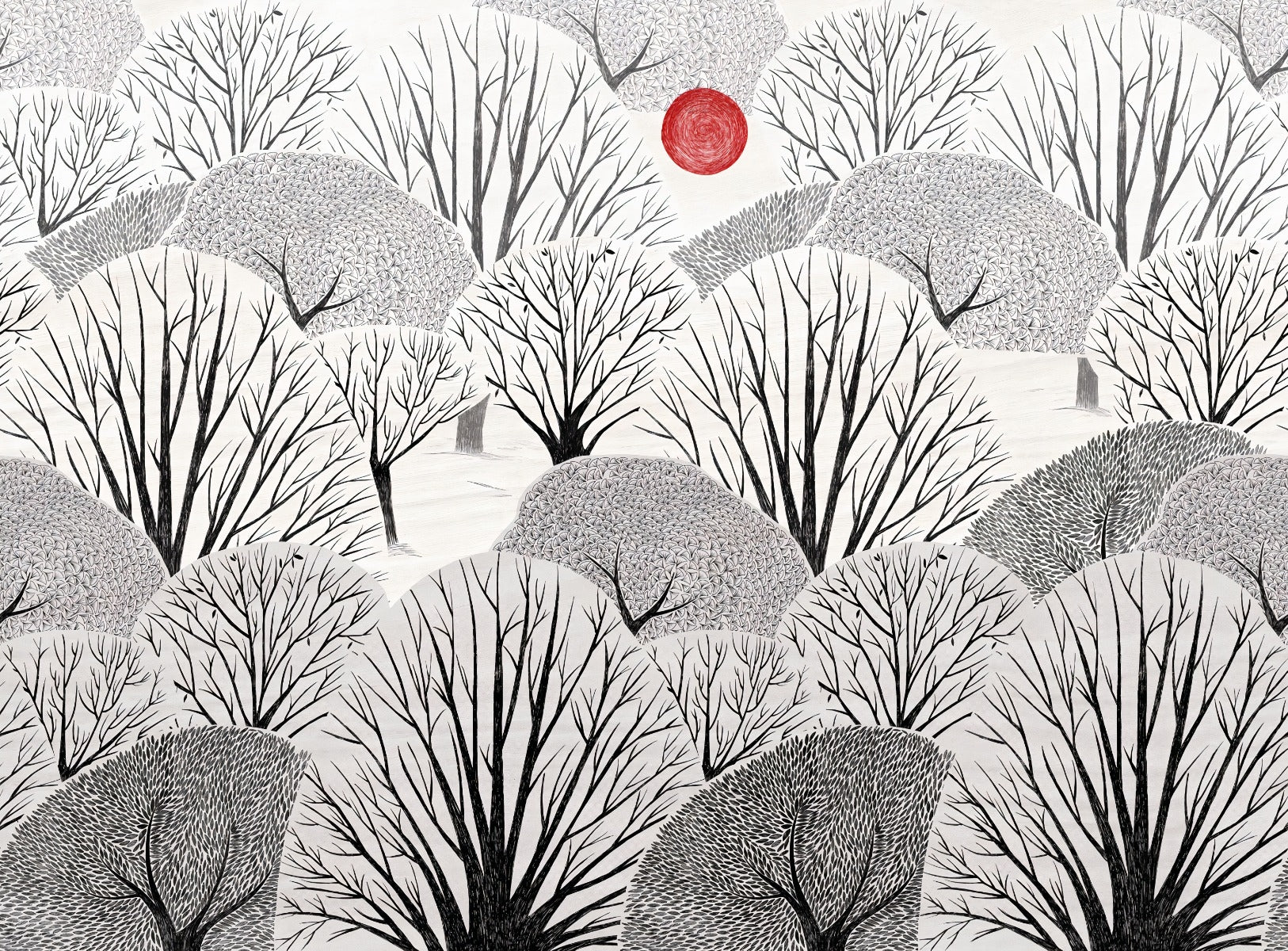 Artistic Black & White Trees Wallpaper Mural