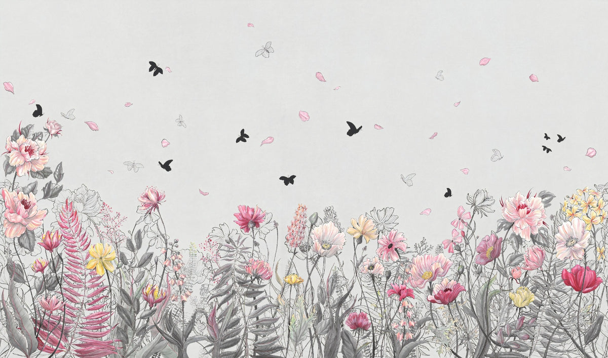 Serene Floral Orchard Wallpaper Murals in your room — zoomed