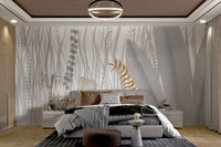 Mushrooms and plants watercolor design for rooms