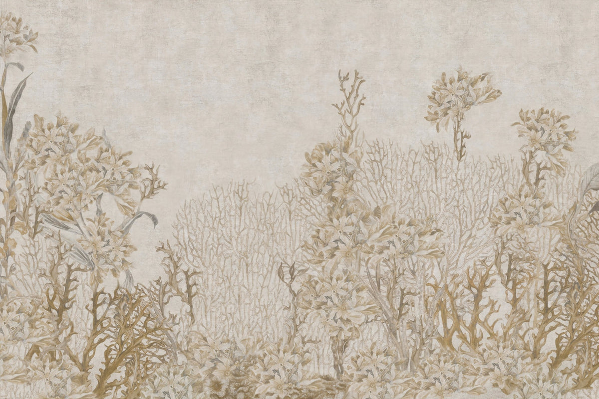 Monotone Sepia Flowers Shaded Wallpaper Murals in your room