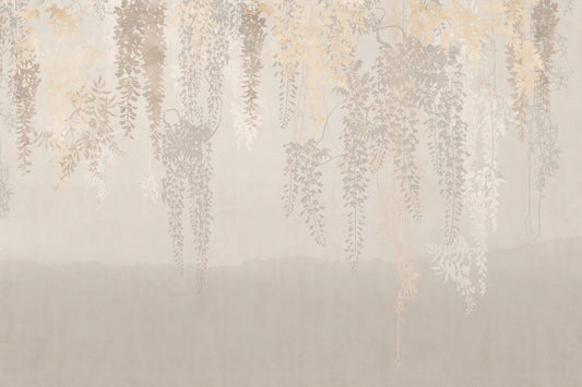 Hanging Golden Beige Color Leaves Wallpaper