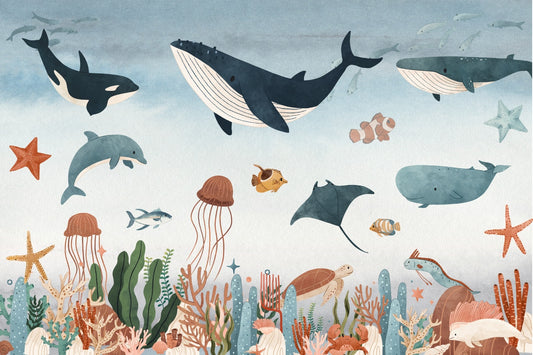 Monochrome Underwater Wallpaper Murals