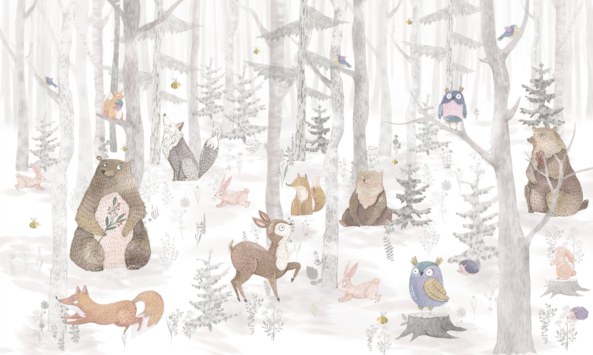 Watercolor Kids Animal Wallpaper Murals