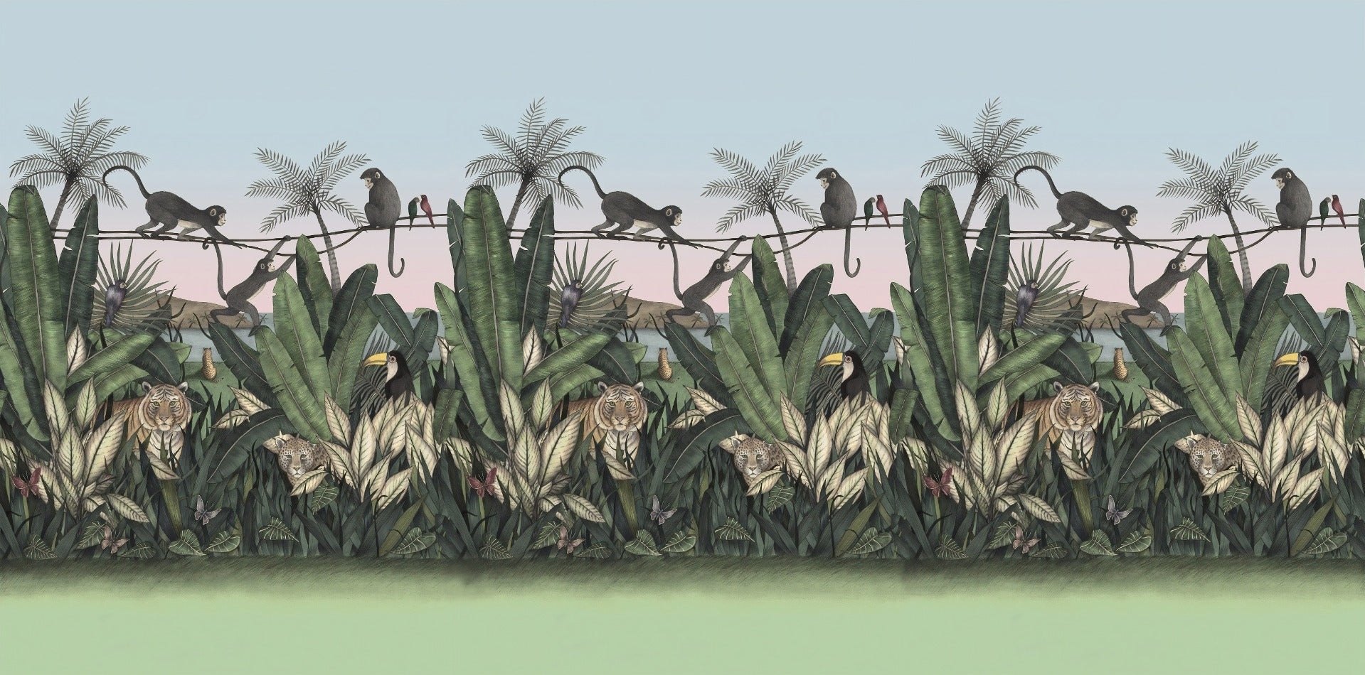 Green Jungle Animals Wallpaper