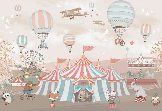 Adorable Pink Circus Parade Wall Murals